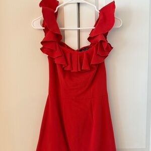 French Connection red mini ruffle dress